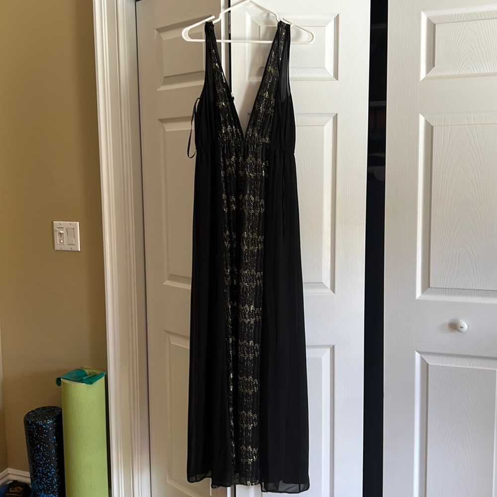 Long Black and Gold Dress.  Perfect for wedding.